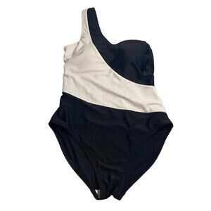 Christian Siriano One Piece Bathing Suit One Shoulder Black White Classic Size 8